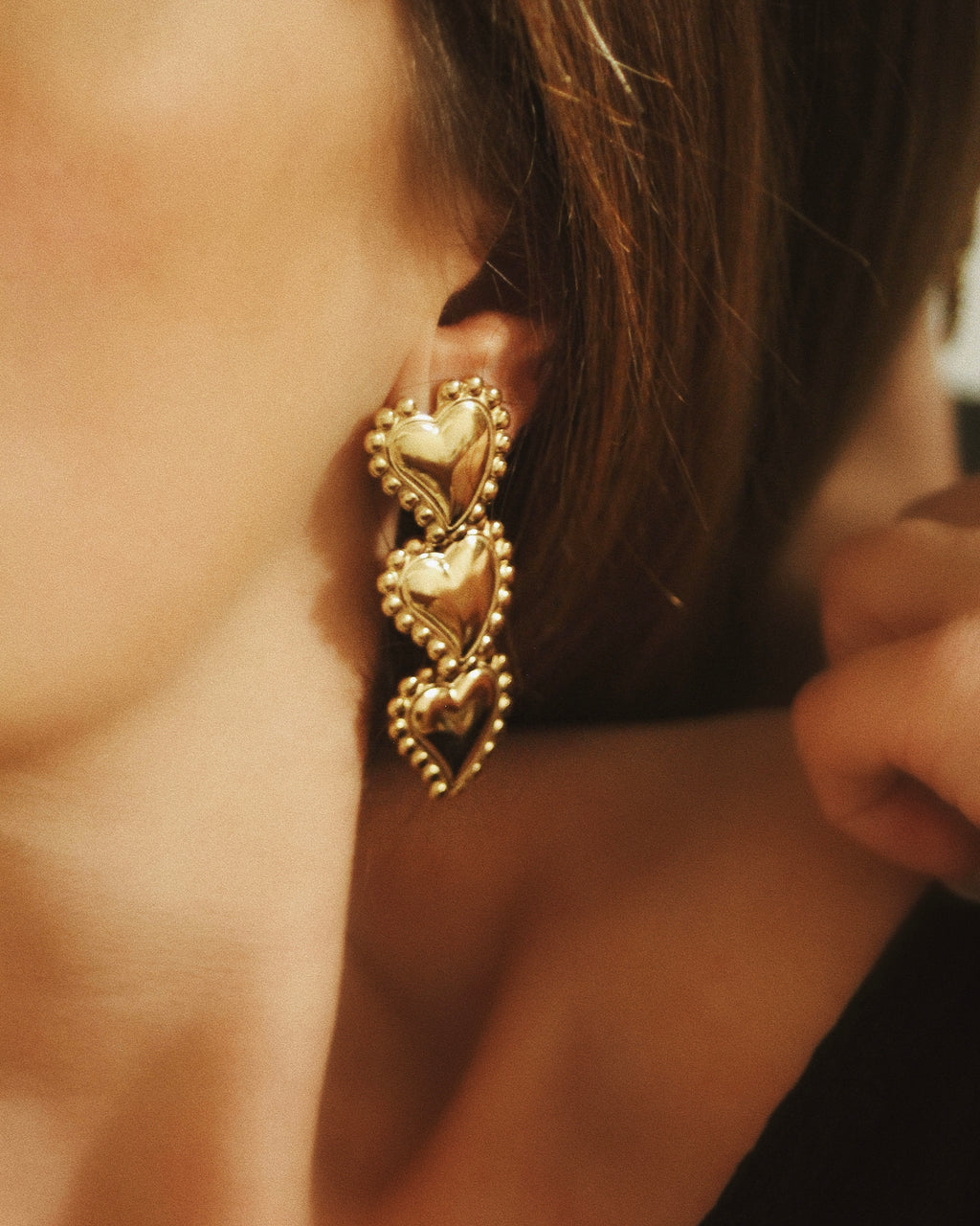 Boucles d'oreilles cœurs perlés