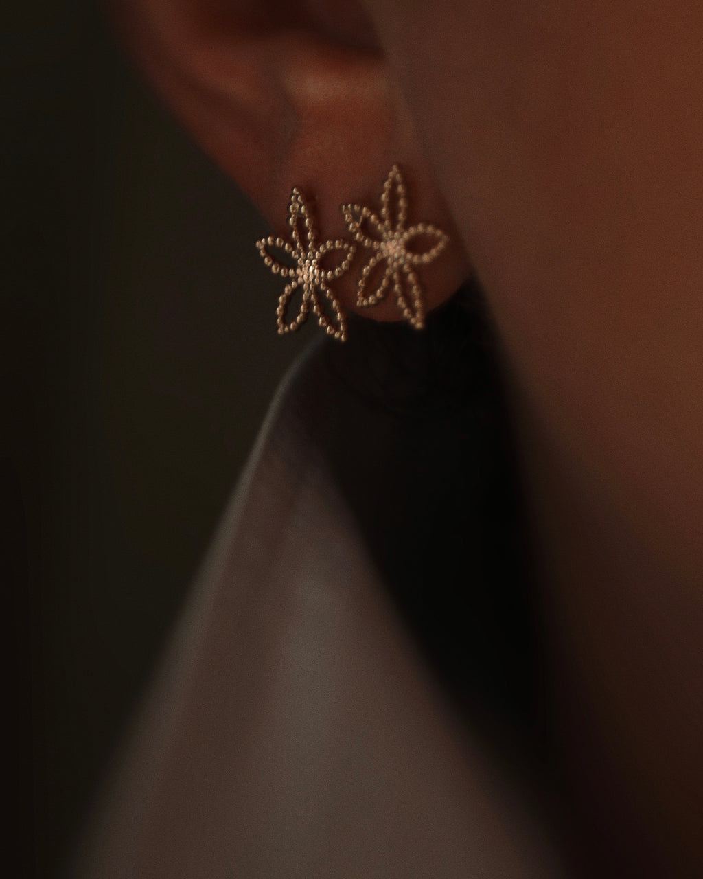 Boucles d'oreilles fleurs perlées
