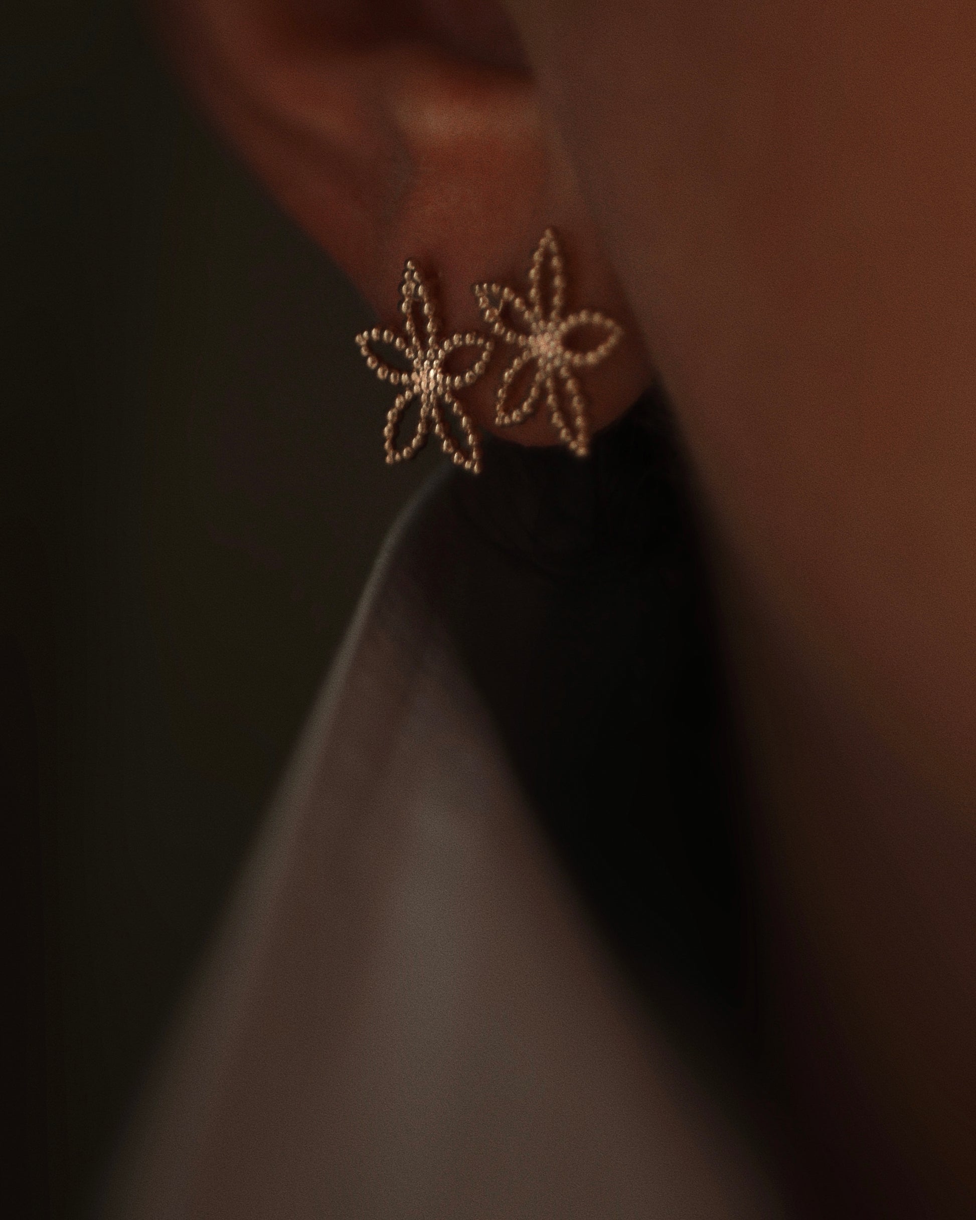 Boucles d'oreilles fleurs perlées