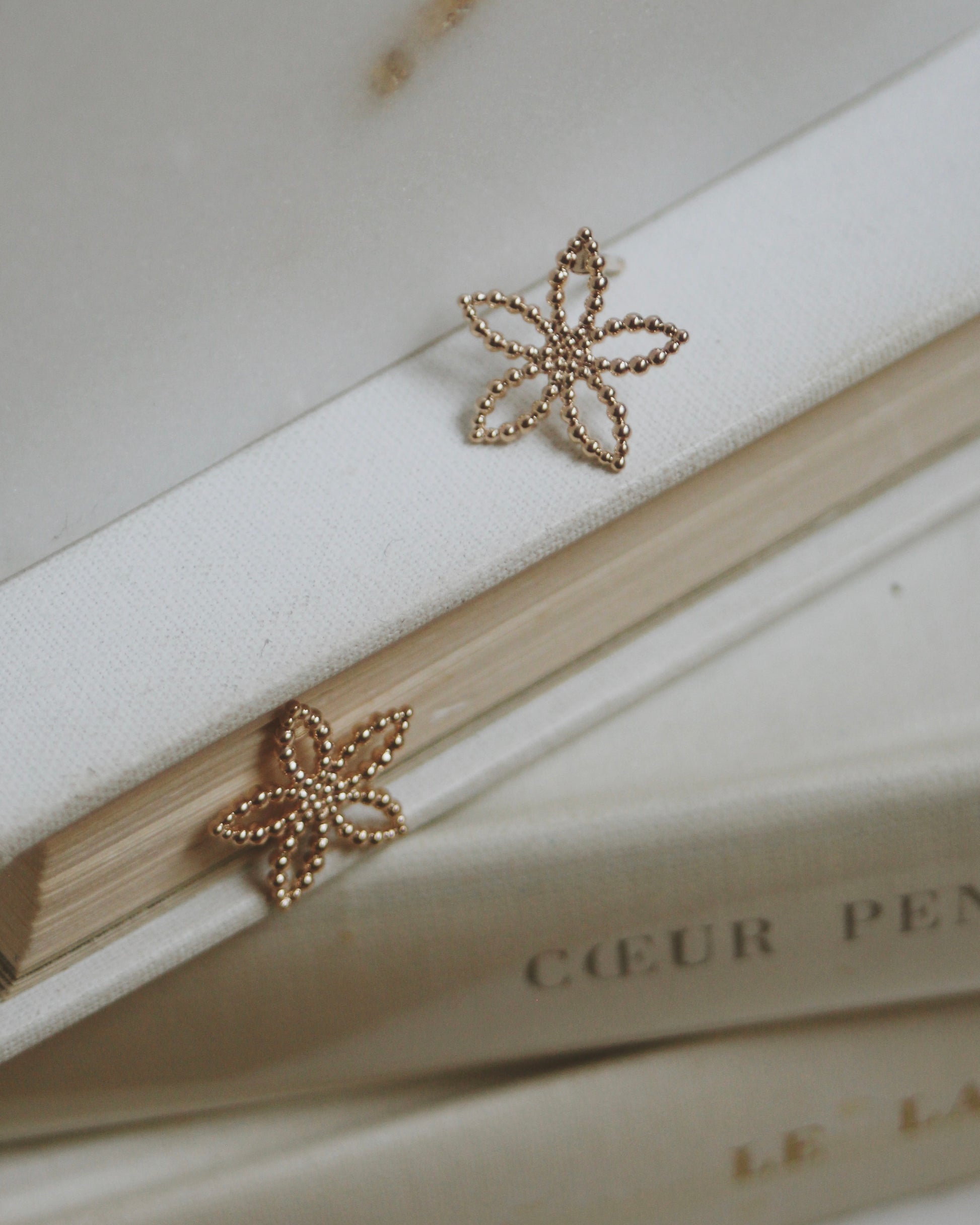 Boucles d'oreilles fleurs perlées