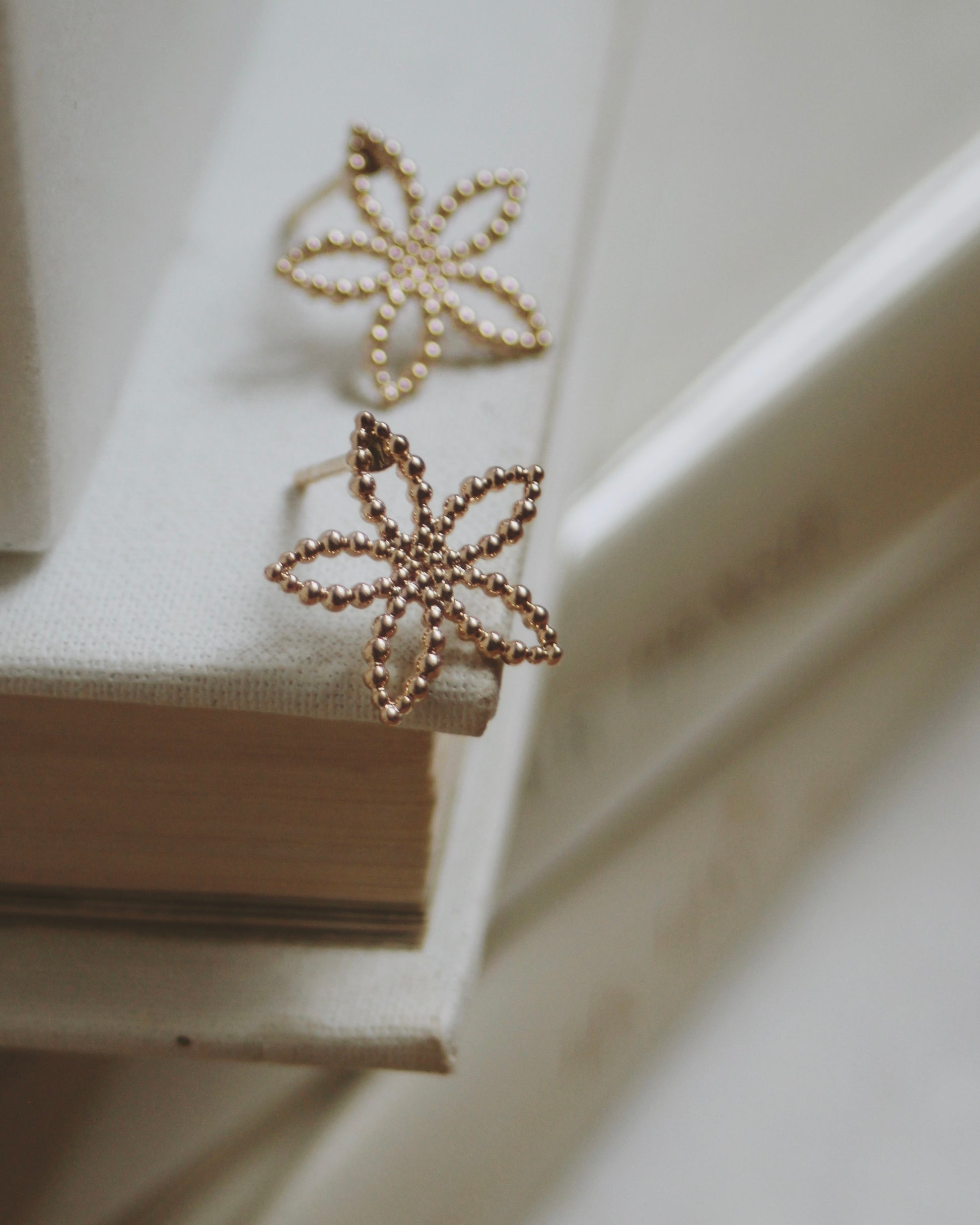 Boucles d'oreilles fleurs perlées